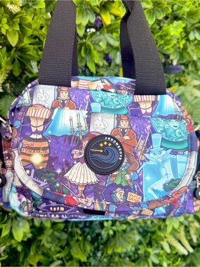 Purple haunted mansion Illustrated Canvas Crossbody Bag